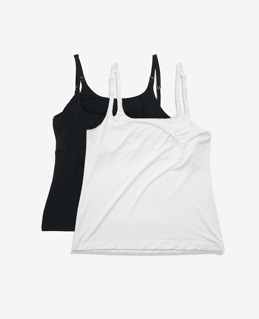 The Always-On Nursing Tank 2-pack. Available in Black and Chalk.