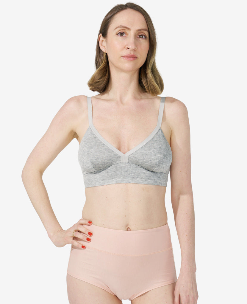 Ultra-stretchy fabric moves with your body and is incredibly soft on sensitive nipples and skin. Shown in Grey Marl.