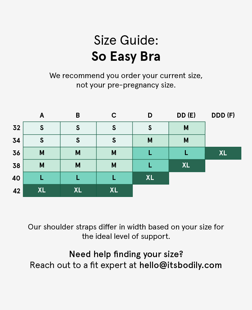The So Easy Bra 2.0 is shown in Black, Lumen, Shell.