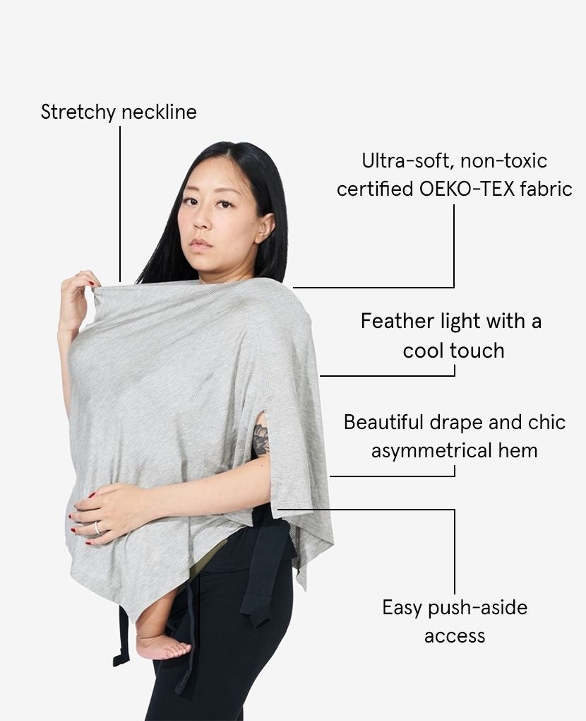 Ara (34C) is 5 months postpartum and wears Size 1. Shown in Grey Marl.