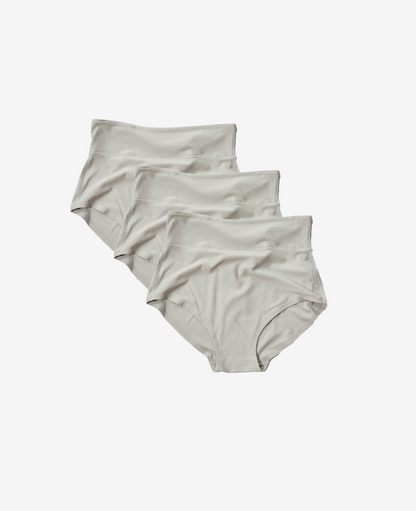 Craveably comfortable maternity-to-postpartum and C-section panty. Now available in a 3-Pack (shown in Soft Grey).