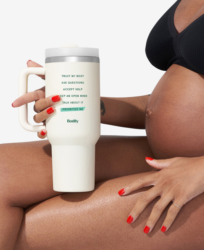 When you’re pregnant, you need a lot more water. Which means you need a great water bottle to help you stay hydrated. This one’s gorgeous, and large—with a 40-ounce capacity and a 3-inch wide base that fits in a standard cup holder.