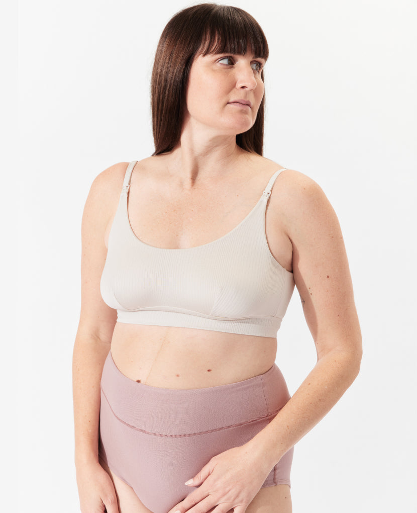 Named “Best Maternity Bra” by InStyle, this Stage 1 pregnancy-through-postpartum bra – with clip-down easy nursing access – is the ultimate in comfort. Available in Moon.