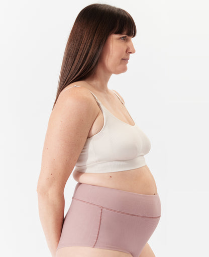 Designed to comfortably fit your body from maternity through every stage of breastfeeding and beyond. Shown in Moon.