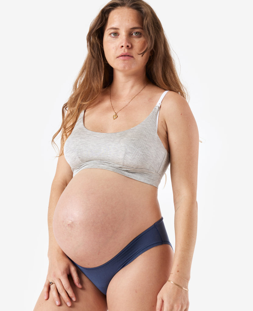 The Under the Belly Panty is perfect for pregnancy through postpartum, and beyond. Available in Black/Falls/Lavender Haze. 