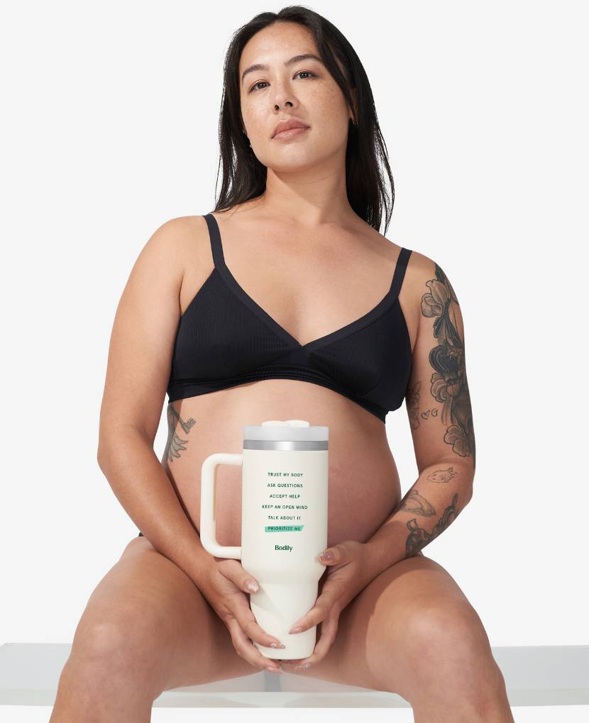 Whether you're pregnant, in labor or in postpartum, water consumption increases dramatically. Stay hydrated with our 40-oz stainless steel water bottle, replete with the reminders especially needed during these times