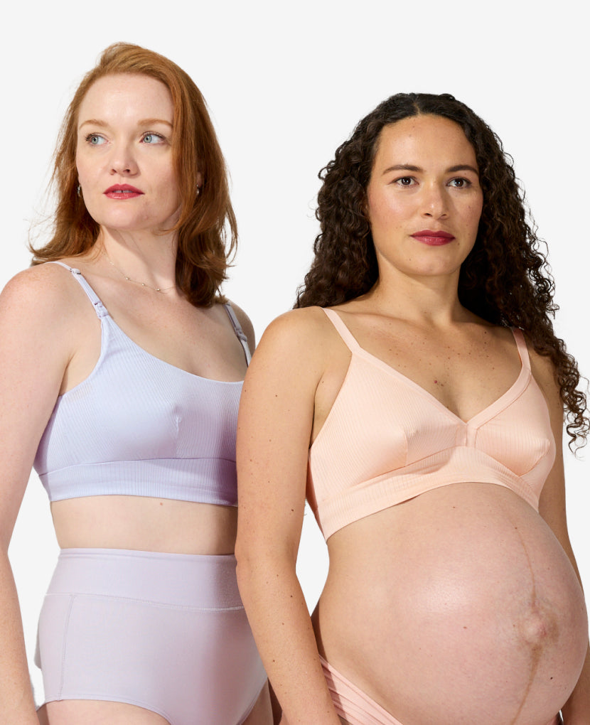 The best of both worlds. Get the same award-winning pregnancy through breastfeeding fit, with two different styles for clip-down and pull-down nursing access. 
