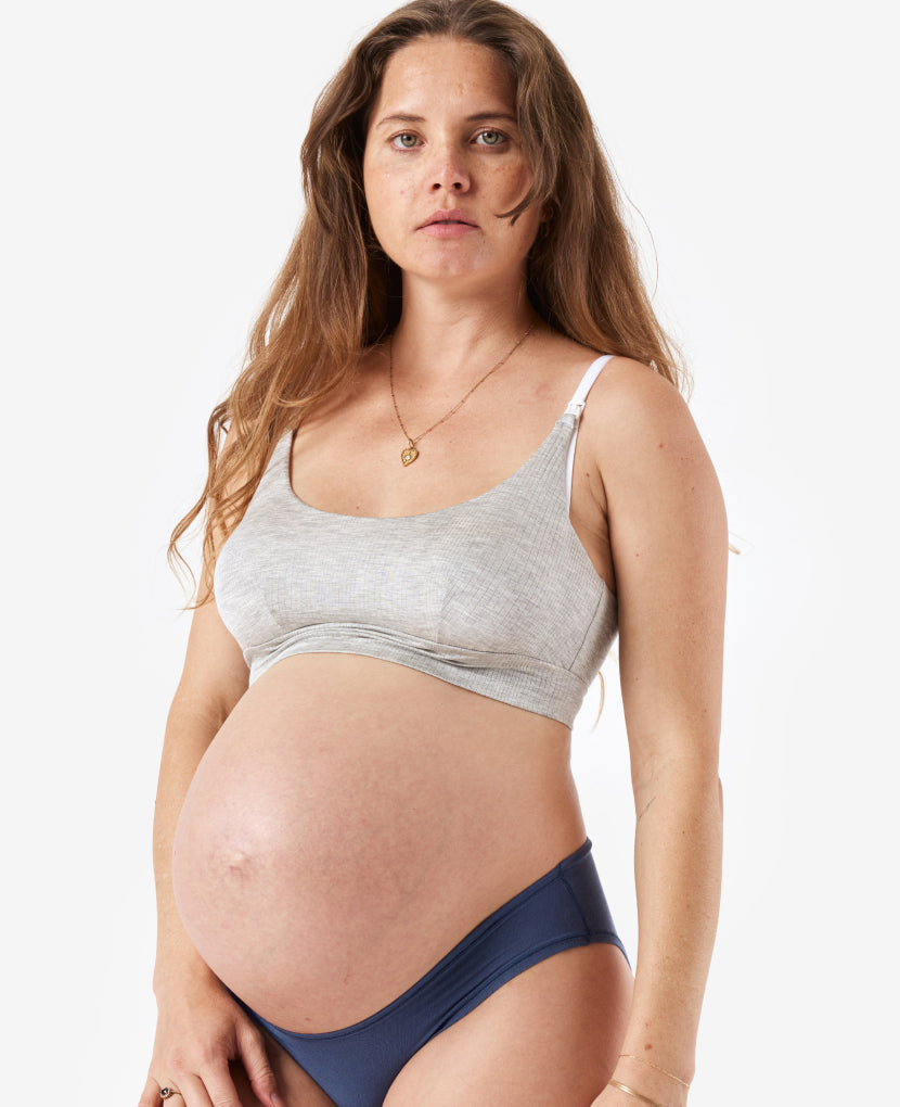 Designed to comfortably fit your body from maternity through every stage of breastfeeding and beyond. Shown in Grey Marl.