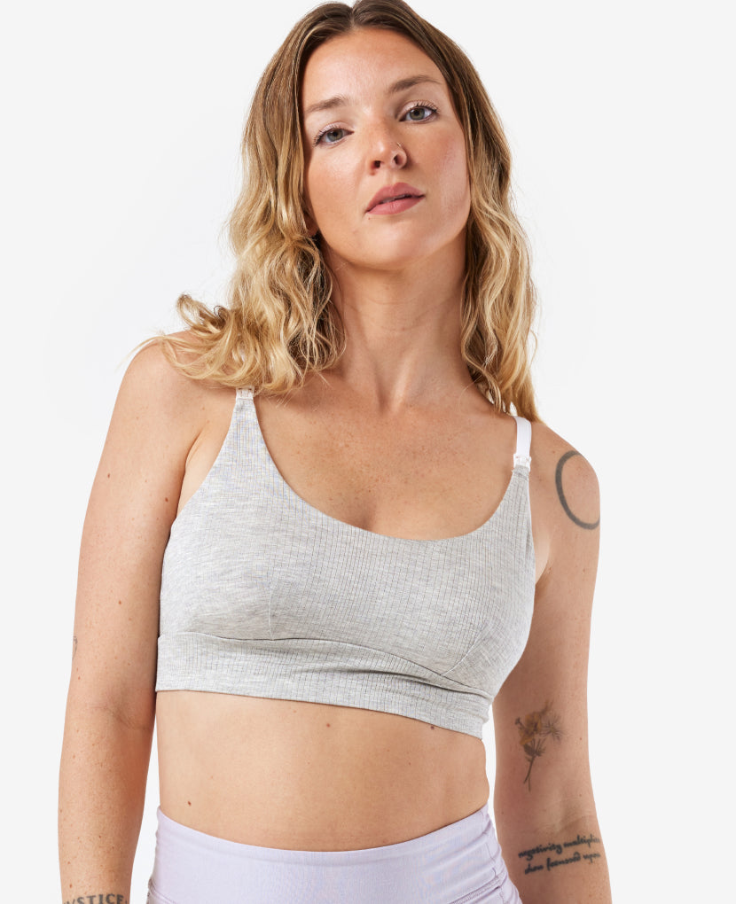 Ultra-stretchy OEKO-TEX fabric moves with your body and is incredibly soft on sensitive nipples and skin. Shown in Grey Marl.