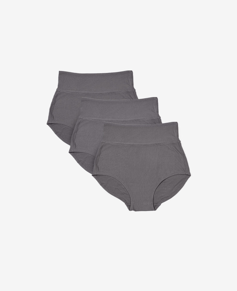 Craveably comfortable maternity-to-postpartum and C-section panty. Now available in a 3-Pack (shown in Anthracite/Anthracite/Anthracite).