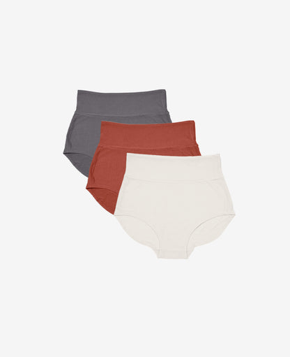 Craveably comfortable maternity-to-postpartum and C-section panty. Now available in a 3-Pack (shown in Anthracite/Moon/Ember).
