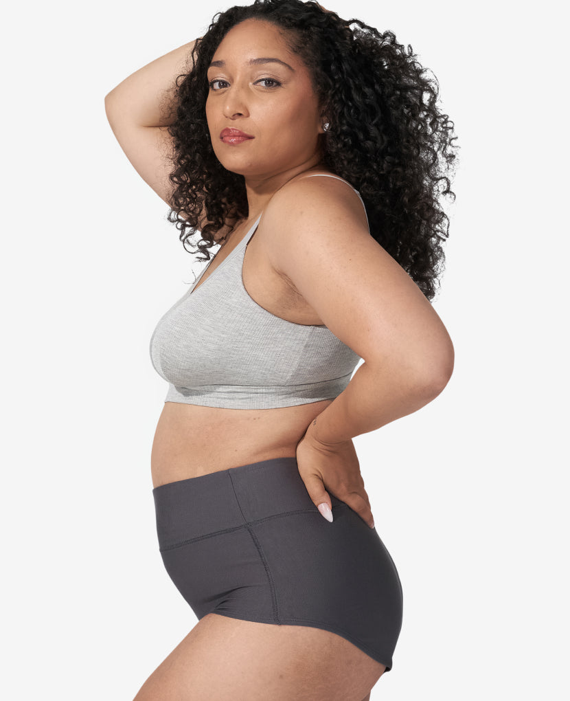 High enough to protect an incision, and supportive enough to hold a soft core in postpartum, the All-In Panty brings soft, supportive and chic to an essential.  Shown in Anthracite/Anthracite/Anthracite.