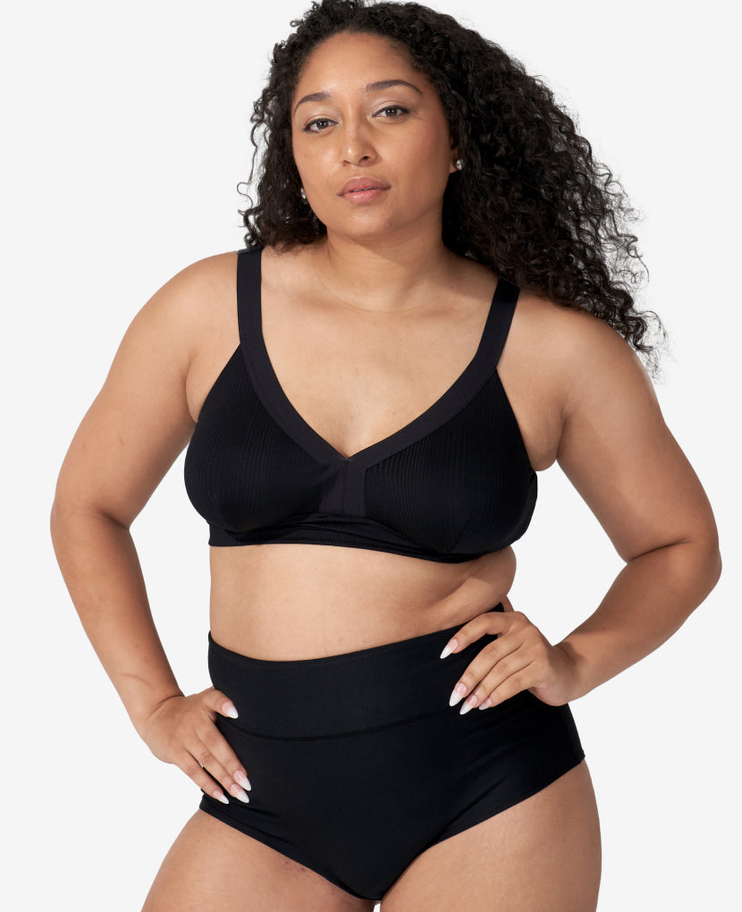 Super soft micromodal feels plush and gentle on sensitive skin. Shown in Black/Clay/Clay.