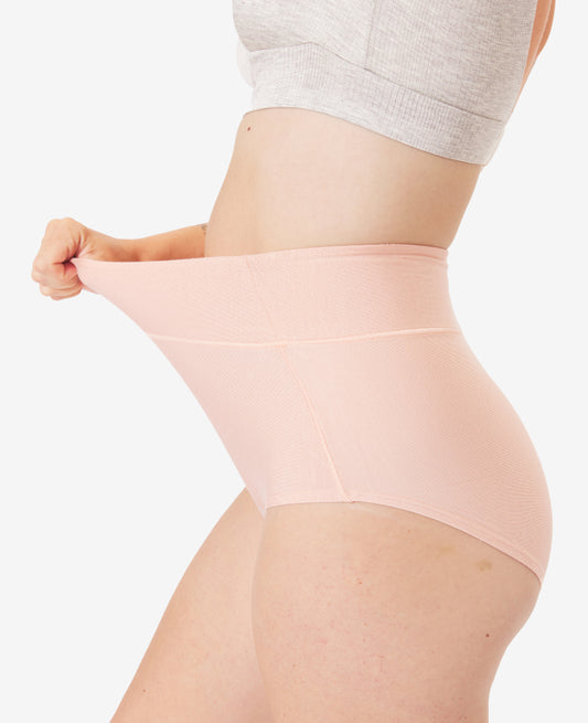 Ultra-stretchy material easily flexes to prioritize your comfort through every fluctuation.  Shown in Clay.