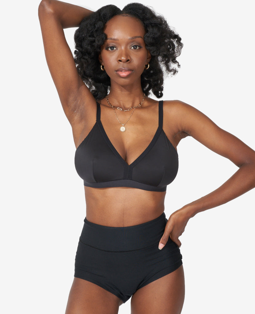 A transitional panty for maternity through postpartum — but you'll wear it well after. Shown in Black.