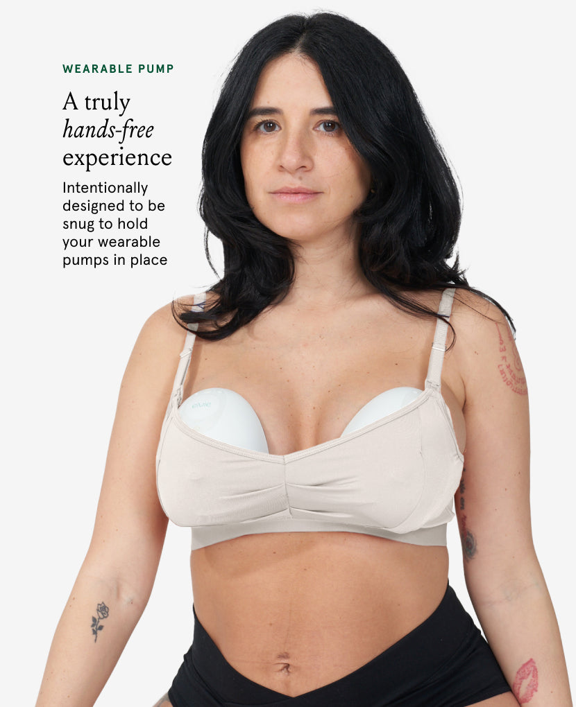 Seamlessly transition between pumping and nursing throughout the day without having to change your bra. Shown in Moon.