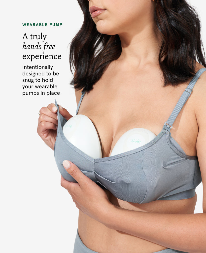 Comfortable Hands-Free Pumping Bra for Breastfeeding Moms, All-Day Support  Nursing Bra, Compatible with Most Breast Pump Black/Cameo S at   Women's Clothing store
