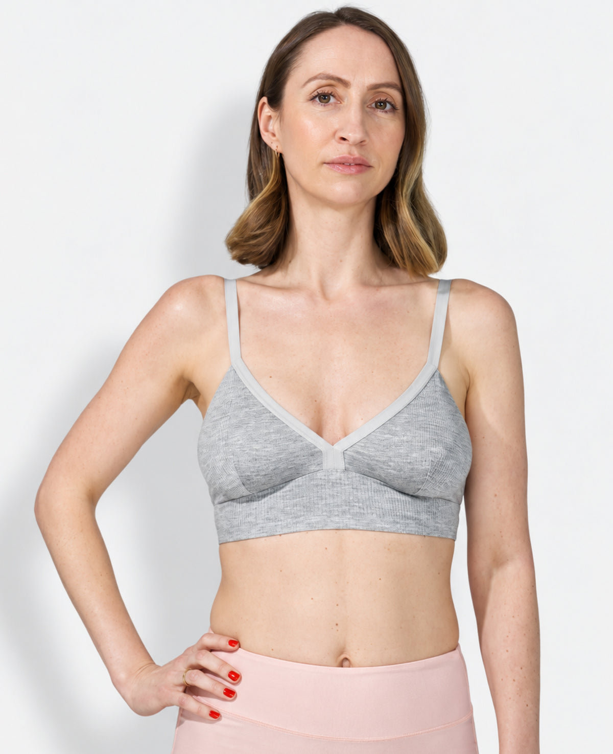Ultra-stretchy fabric moves with your body and is incredibly soft on sensitive nipples and skin. Shown in Grey Marl.