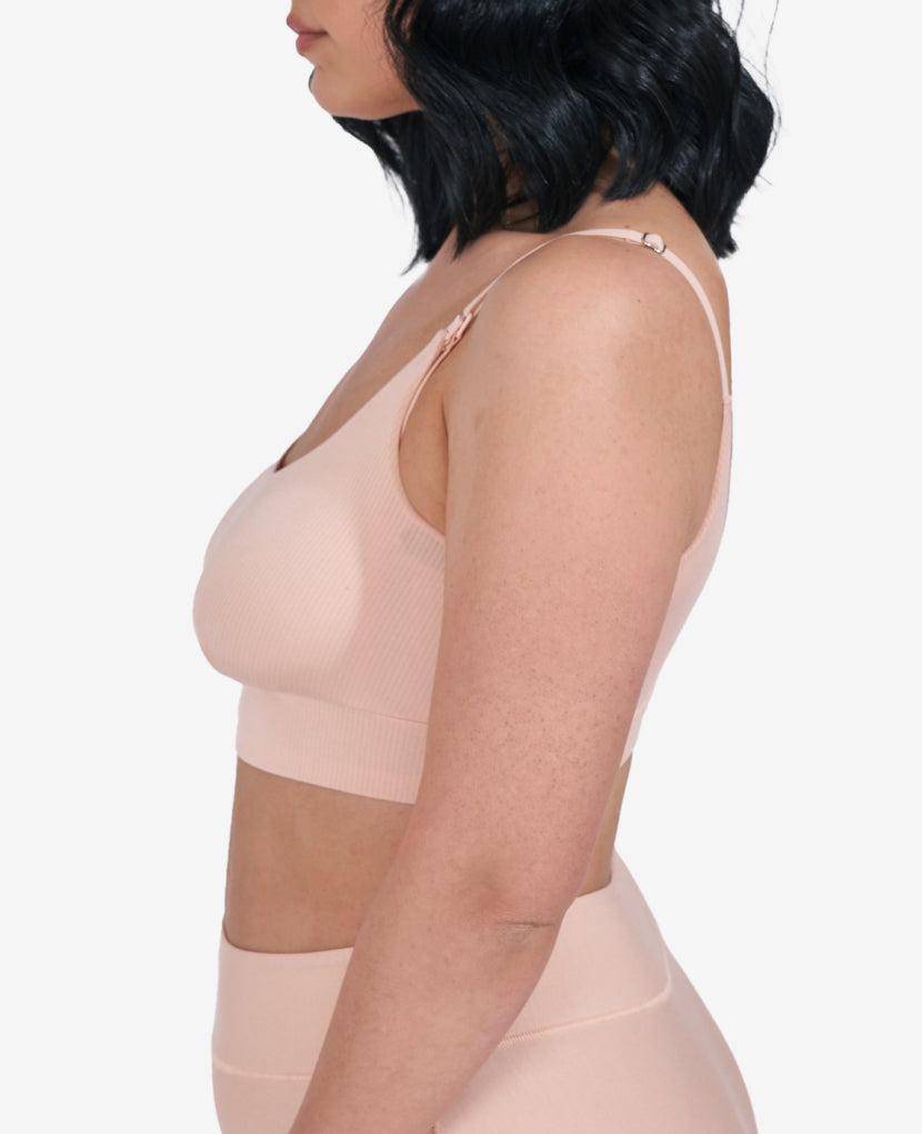 Ultra-stretchy OEKO-TEX fabric moves with your body and is incredibly soft on sensitive nipples and skin. Shown in Clay.