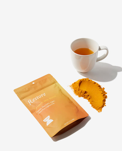 Nurture your body in recovery with Restore, our turmeric milk blend