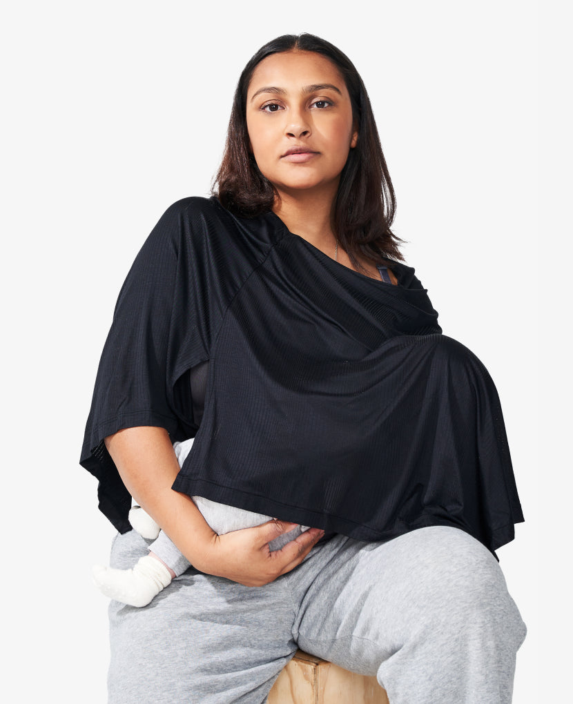 Your new go-to for pregnancy, postpartum, breastfeeding, and beyond. Taira (36C) is 1 month postpartum and wears Size 1 in Black.