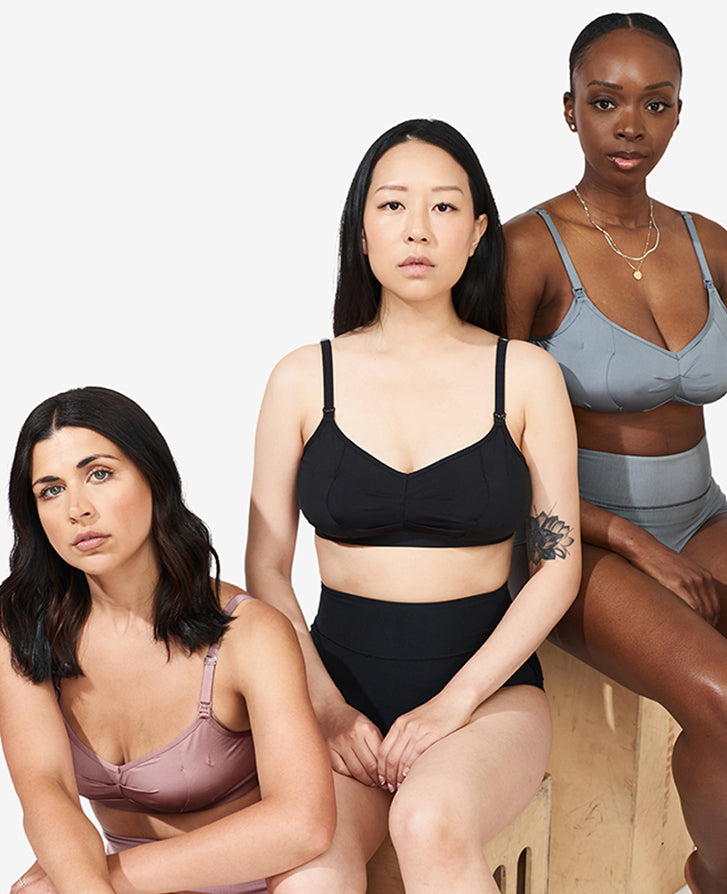 Our award-winning, best-selling hands-free pumping and nursing bra, available in 3 colors: Dusk, Black, and Slate. 
