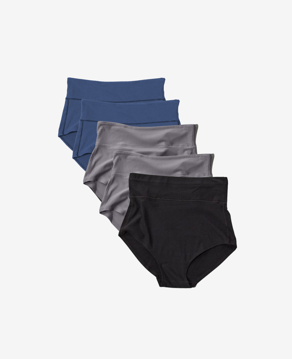 Craveably comfortable maternity-to-postpartum and C-section panty. Now available in a 5-Pack (shown in Falls/Anthracite/Black).