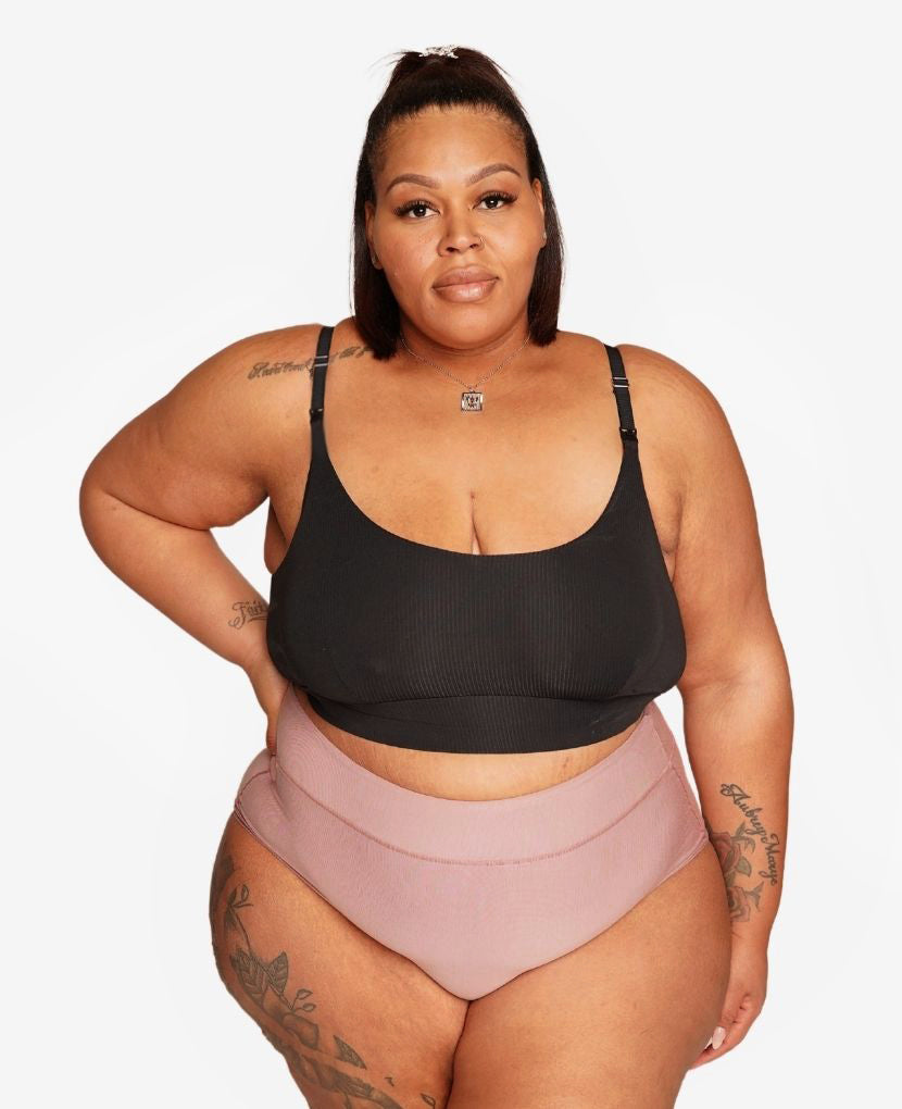 High-waisted to help a core in transition. Model wears size 20 and is a size 2X.