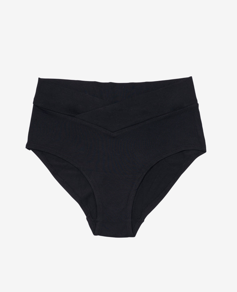 The Embrace Crossover Panty in Black.