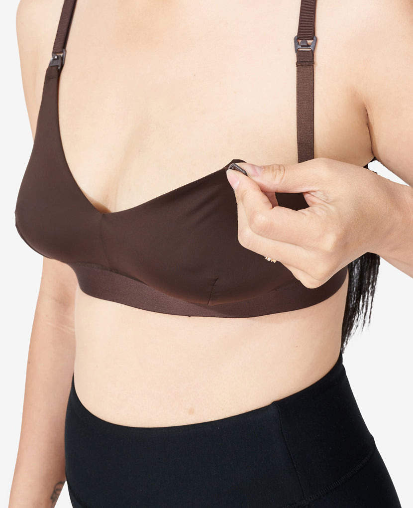 All our clip-down styles offer easy one-handed nursing access. Ara, 34C, wears size Small in Java.