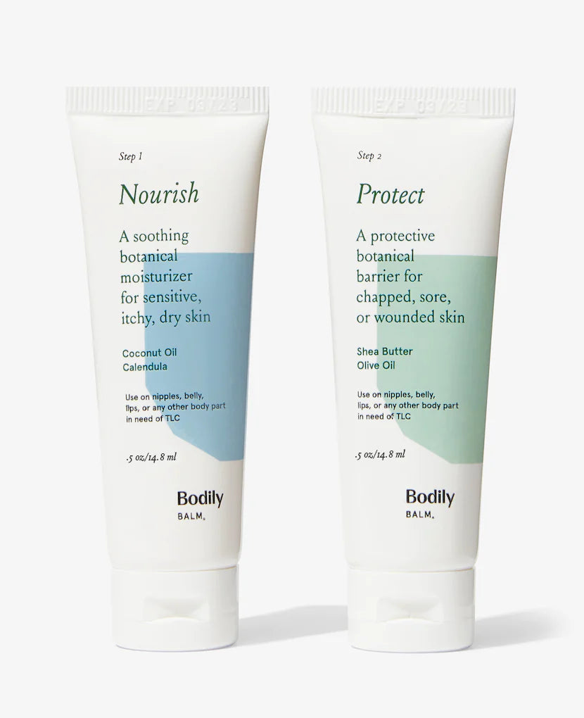 Bodily's organic and lanolin-free nipple soothing, nourishing, healing and protecting two step system