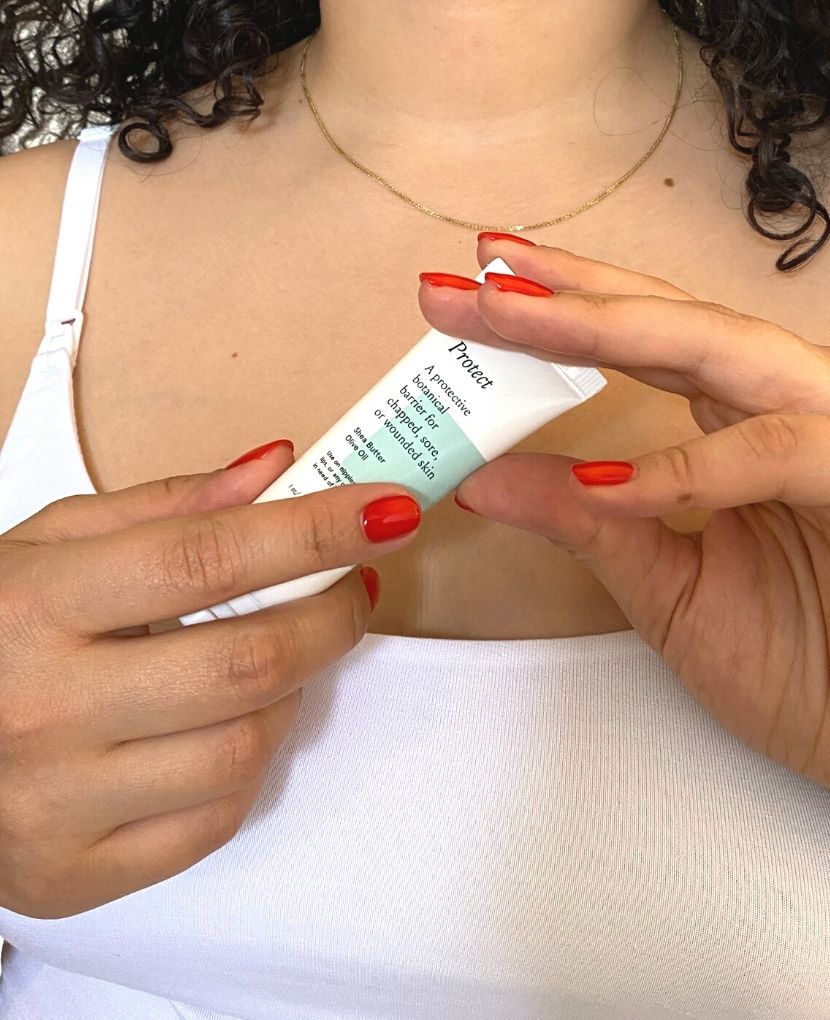Step Two: Protect. An organic plant-based alternative to lanolin, Protect locks in moisture.
