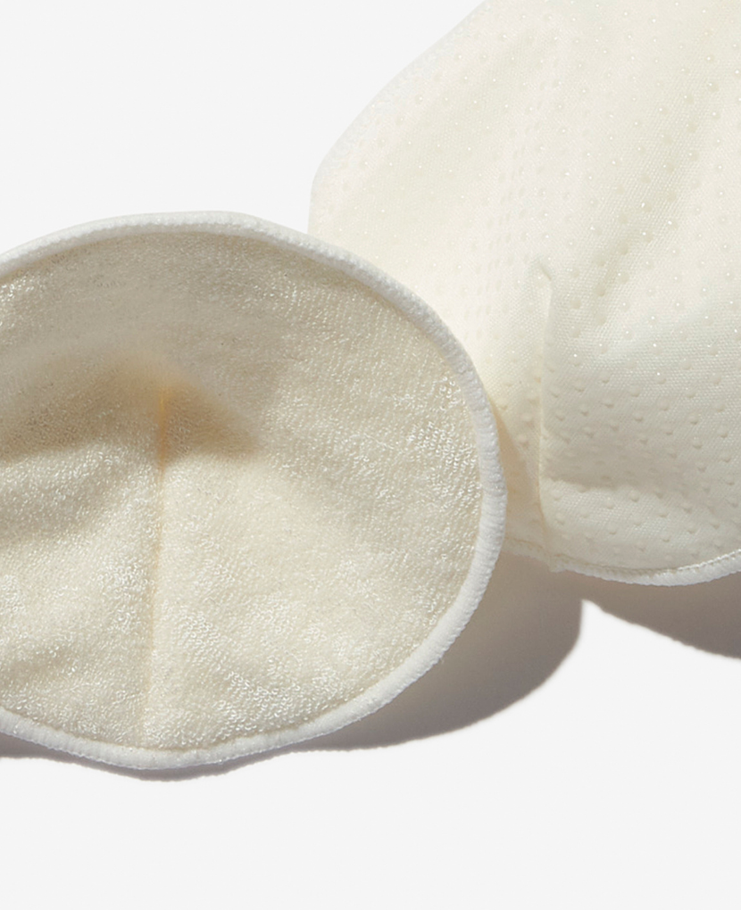 Washable, non-slip breast pads are made from organic, eco-friendly bamboo for soothing coverage on sensitive nipples.