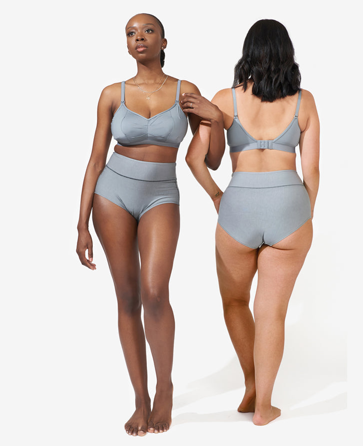 All-day comfort, hands-free pumping and nursing convenience, made with luxe silky non-toxic fabric in Slate.