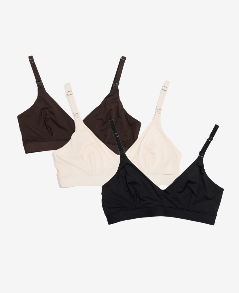 Create your combination of three Back At It Bras from the following color options: Black, Java, Shell.