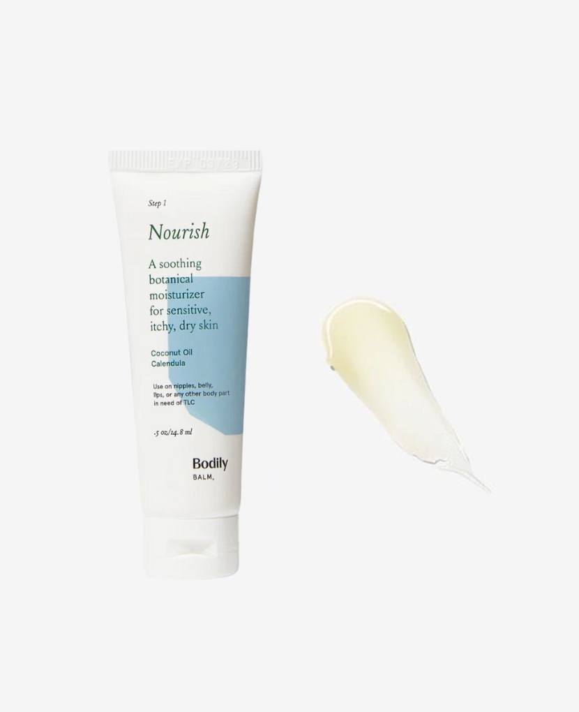 Step One: Nourish. Hydrating anti-bacterial organic coconut oil based balm soothes, heals and fortifies skin and nipples