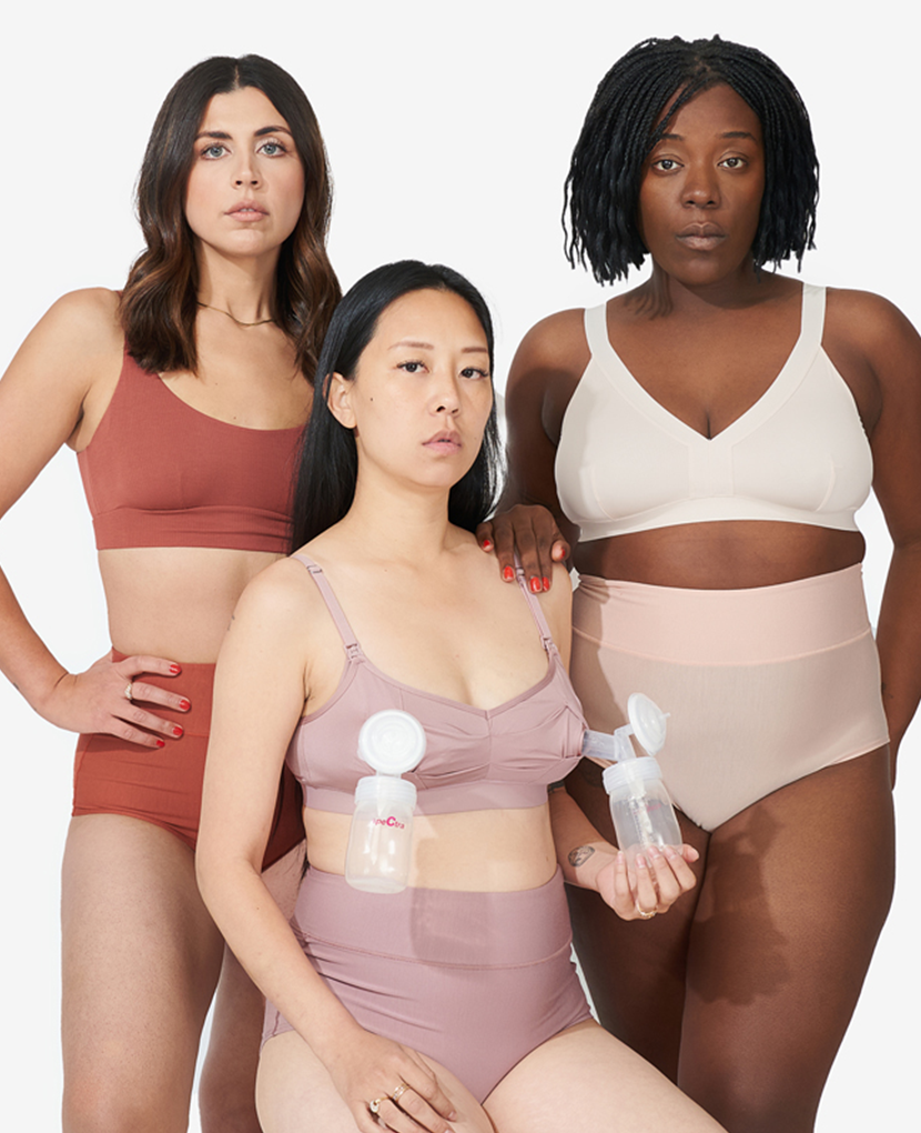 Easy as 1, 2, 3: three stages of breastfeeding and bras to support you through each phase, developed with an IBCLC to optimize your breast health.